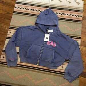 Madhappy & GAP XL blue crop zip hoodie new